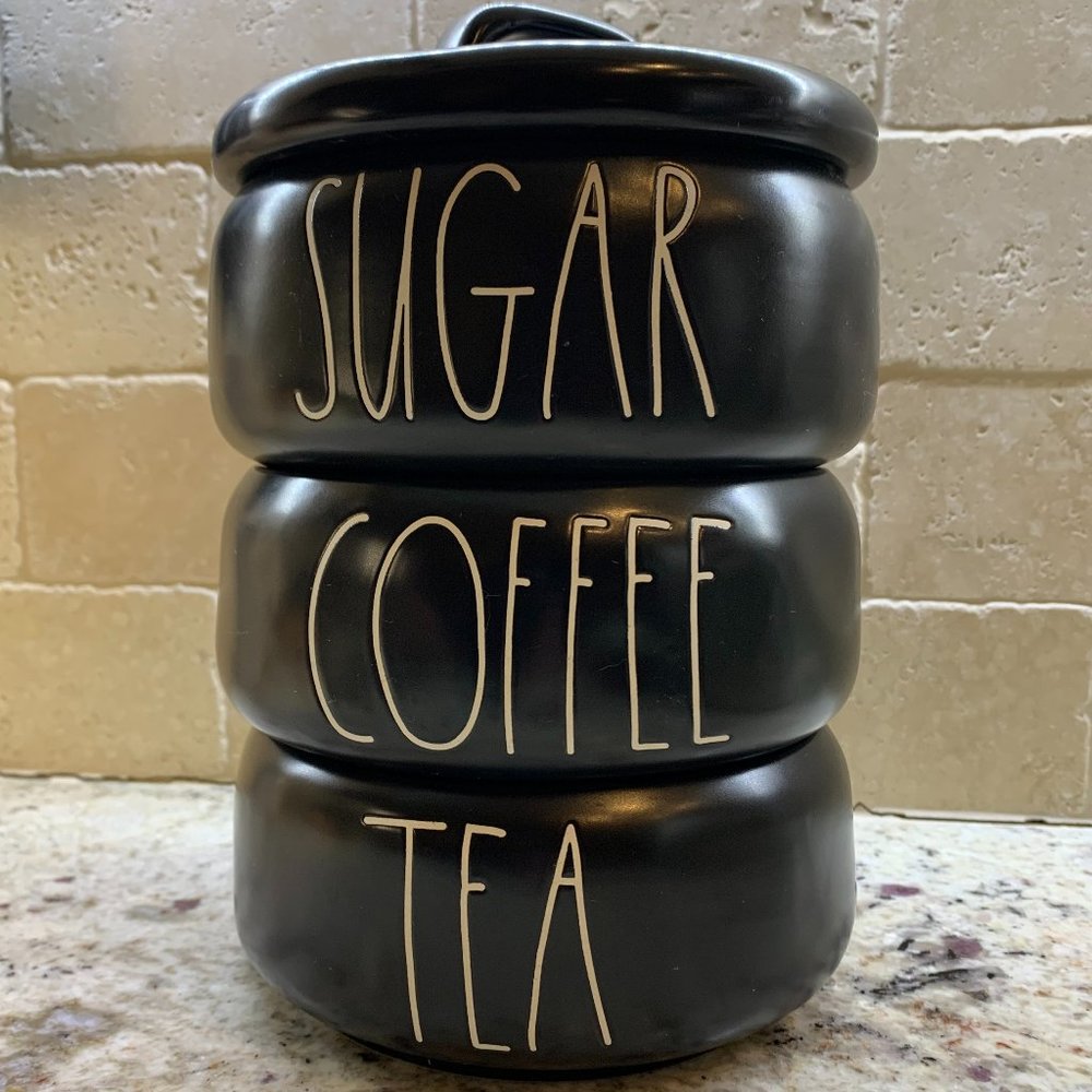 Rae Dunn Coffee Tea Sugar set - black